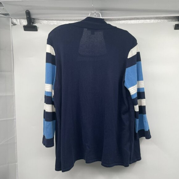 The TOG Shop Womens Striped Cardigan Set Lightweight Navy/Multi Size Large - Picture 7 of 8